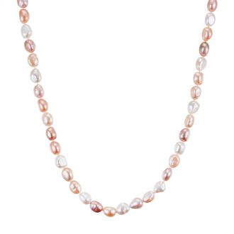 Valero Pearls Womens Fresh Water Cultured Pearl Necklace - Multicolour Sterling Silver - One Size