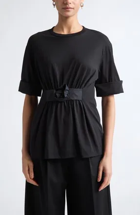 Simone Rocha Gathered Rose T-Shirt in Black at Nordstrom, Size X-Small