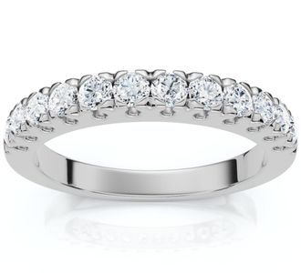 Pompeii3 1/2Ct Pave Diamond Wedding Anniversary Stackable Ring Gold Lab Grown