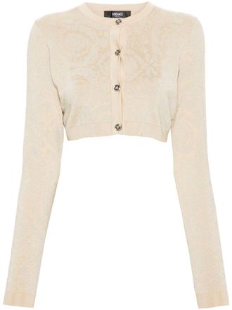 Versace Barocco Texture Cropped Cardigan-Donna