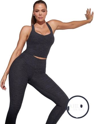 Fabletics Womens HeatherFlex Anywhere Built-In Bra Tank in Black Heather at Nordstrom, Size Xx-Large