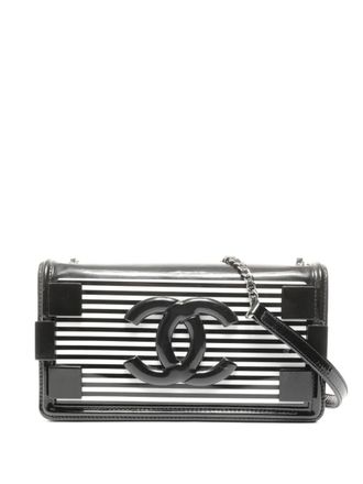 Chanel 2014 striped cross body bag - Zwart