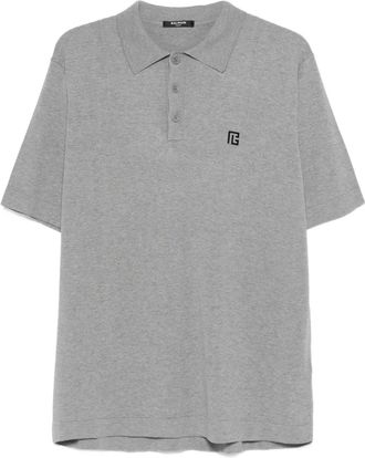 Balmain embroidered polo shirt - Grijs