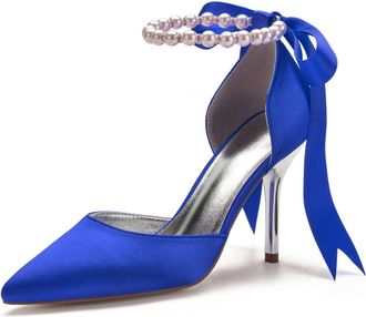 Miyoopark Wedding and Evening Shoes for Women Prom Pumps with Ribbon M532 Royal Blue UK 6.5