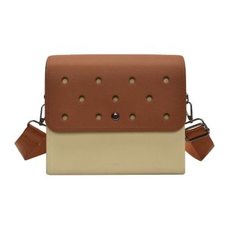 Generic Cymwer Women Square Shoulder Bag Adjustable Strap for School Work Travel Beige Brown (style1)