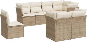 vidaXL Vidaxl - Juego De Sof&aacute;s De Jard&iacute;n Con Cojines Beige 8 Pzas Rat&aacute;n Pe