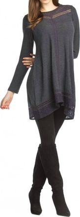 Papillon Emera Lace Inset A-Line Sweater Dress In Charcoal