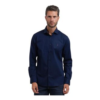 Tommy Hilfiger Flag Logo Shirt - Heren - Overhemden - Blauw - Maat: 3XL Katoen