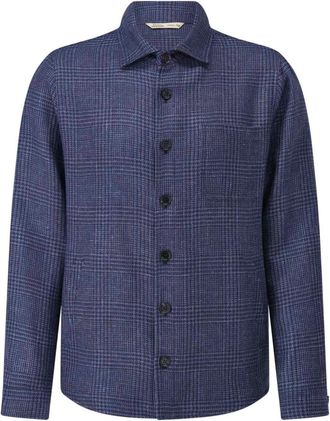 Maurizio Baldassari Wol Linnen Overshirt Casual Shirt - Heren - Zomerjassen - Blauw - 2XL - Wol - Jassen