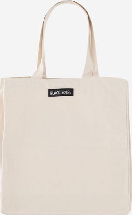 Black Score Mens Cotton Shopping Bag With Print White Shoulder