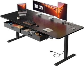 OEM Escritorio Hlonone Elevable El&eacute;ctrico, 180 X 80 Cm Escritorio Elevable Con Toma Integrada, Puerto Usb-c, 2 Cajones Extra&iacute;bles, Negro