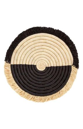 Indego Africa Two Tone Split Fringe Placemat in Black And Natural at Nordstrom