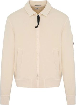 C.P. Company C.P. Company, Light Jackets, male, Beige, L, Diagonal Fleece Sweatshirt