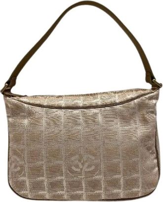 Chanel Pre-owned Shoulder Bags, female, Beige, Size: ONE SIZE Pre-owned New Travel Line Nylon Shoulder Bag