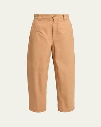 Chlo&eacute; Cotton Canvas Barrel-Leg Trousers