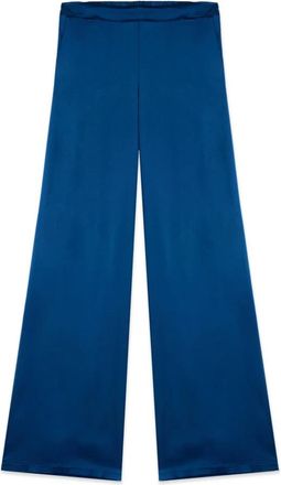 Oltre Straight Broeken - Dames - Wijde Broeken - Blauw - L - Satijn - Broeken