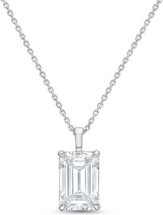 Diana M. Jewels 14kt white gold lab grown emerald cut diamond pendant weighing 3.00 ct on a solid bail