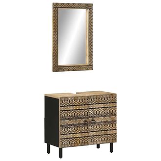 Berkfield Home 2 Piece Bathroom Furniture Set Solid Wood Mango in Brown
