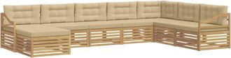 vidaXL Conjunto De Sof&aacute;s De Exterior 8 Uds. Y Beige Poli&eacute;ster Vidaxl