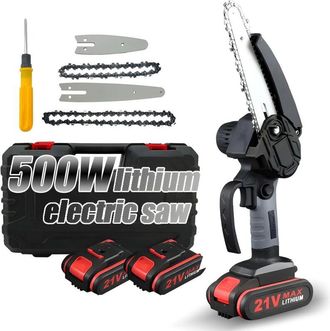 OEM Mini Motosierra De 4 Pulgadas/6 Pulgadas, Motosierra Port&aacute;til Con Bloqueo De Seguridad, 2 Cadenas, 21 V, Bater&iacute;a Recargable, Motosierra El&eacute;ctrica Inal