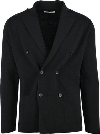 FILIPPO DE LAURENTIIS Double-Breasted Knit Blazer In Extrafine Merino Wool