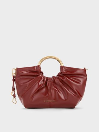 Charles & Keith Ciara Ruched Metal Top Handle Bag