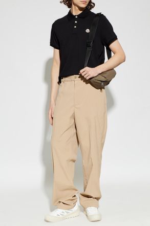 Moncler Polo With Logo Patch, Mens, Black