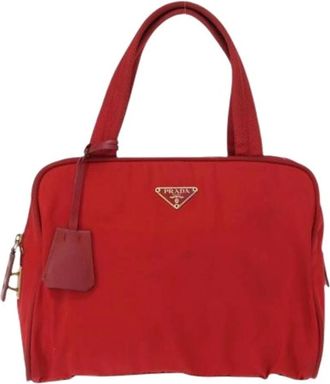 Prada Pre-owned Handbags, female, Red, Size: ONE SIZE Pre-owned Vintage Nylon Handbag