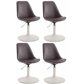 Clp Set di 4 sedie da pranzo Maverick in ecopelle marrone bianco