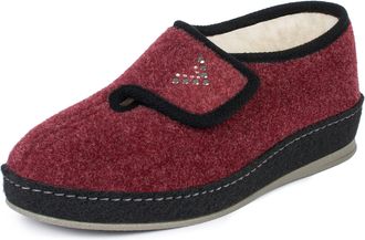 Schawos Womens Hook-and-Loop Slipper Johanna - Warm Felt Shoe with Wool Lining, Non-Slip & Easy Entry (anthracite, uk_footwear_size_system, adult, women, nume