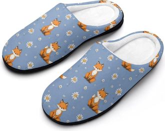 Generic Fox Print Mens Slippers Comfortable And Non-slip Cotton Slipper Shoe for House