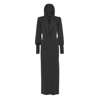 Rotate ROTATE Birger Christensen, Maxi Dresses, female, Black, Size: XS Cowl Neck Hooded Maxi Dress