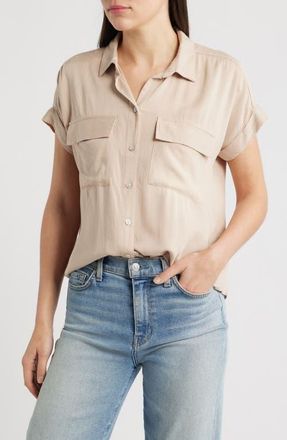 Beach Lunch Lounge Kia Short Sleeve Button-Up Shirt in Birch at Nordstrom, Size X-Small