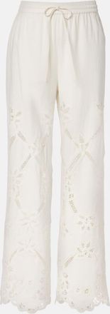 Veronica Beard Daisy cotton and linen wide-leg pants