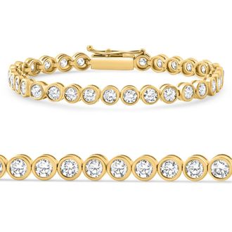 Pompeii3 8Ct Bezel Diamond Tennis Bracelet Yellow Gold Lab Grown Size: 7