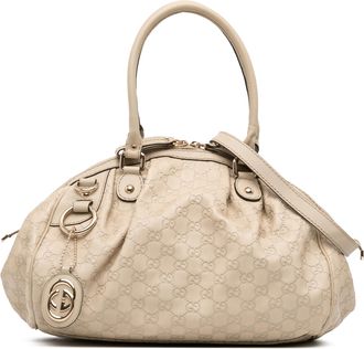 Gucci Pre-owned Womens Suave Satchel Top Handle Bag - Ivory Leather - One Size