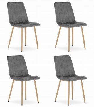 OEM Silla Lava - Terciopelo Gris Oscuro / Patas Color Madera X 4