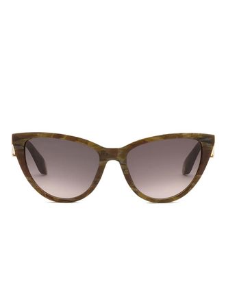 Roberto Cavalli cat-eye logo-detail sunglasses - women - Acetate - One Size - Brown