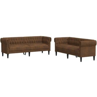 vidaXL Vidaxl - Set di Divani 2 pz Marrone in Tessuto