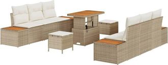 vidaXL Vidaxl - Conjunto De Sof&aacute; De Jard&iacute;n 9 Pcs Beige, Crema 90 X 55 X 71 Cm