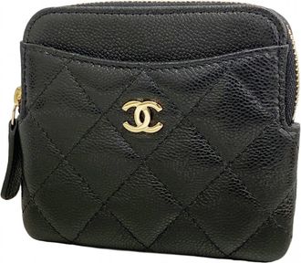 Chanel Black Grained Calfskin Coin Purse/Coin Case (Pre-Owned)