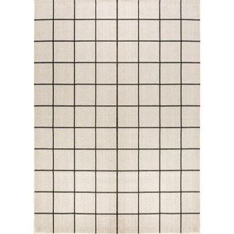 Jonathan Y Designs Grid Modern Squares Indoor/Outdoor Area Rug in Cream/black at Nordstrom, Size 5Ft 0In X 8Ft 0In