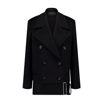 Ferragamo Luxe Zwarte Wol Cashmere Peacoat - Dames - Blazers - Zwart - XS - Wol - Jassen