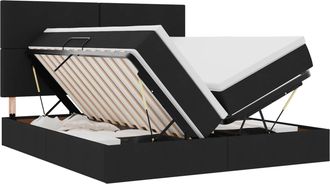 vidaXL Cama De Almacenamiento Led Con Colch&oacute;n Negro 180 X 200 Cm Tela Vidaxl