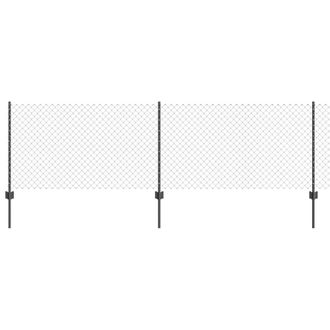 Berkfield Home Chain Link Fence with 10 U Posts Grey 0.8x10 m Steel