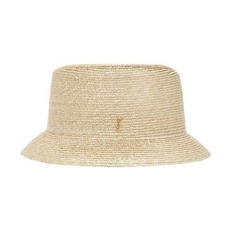 Saint Laurent Hats, female, Beige, Size: 56 CM Maglina Straw Bucket Hat