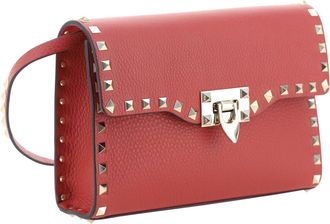 Valentino Garavani Womens Small Rockstud Grained Calfskin Shoulder Bag 0ro Calf Leather Bos Taurus