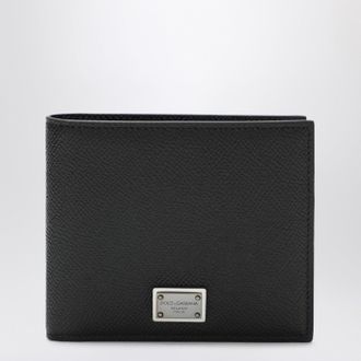 Dolce & Gabbana Black dauphine leather wallet with logo plaque