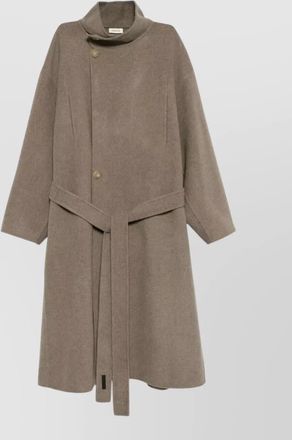 Fear of God long coat high collar belted waist pockets