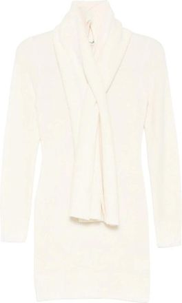 Aya Muse Kleedjes, Dames, Wit, S, Katoen, Amar Sjaal Mini Jurk